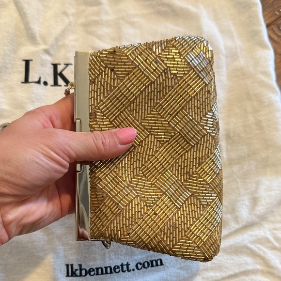 LK Bennett Metallic Woven Clutch with  Strap - Picture 3 of 4